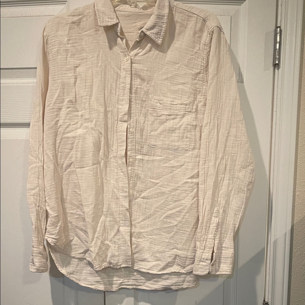Beige relaxed fit long sleeve blouse, Universal Thread